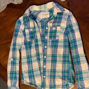 Blue green and white Aeropostale flannel